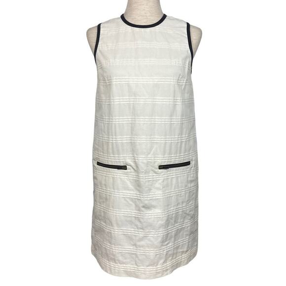STEPHANE DOU Poplin Ribbed Sleeveless White Dress - Picture 1 of 10